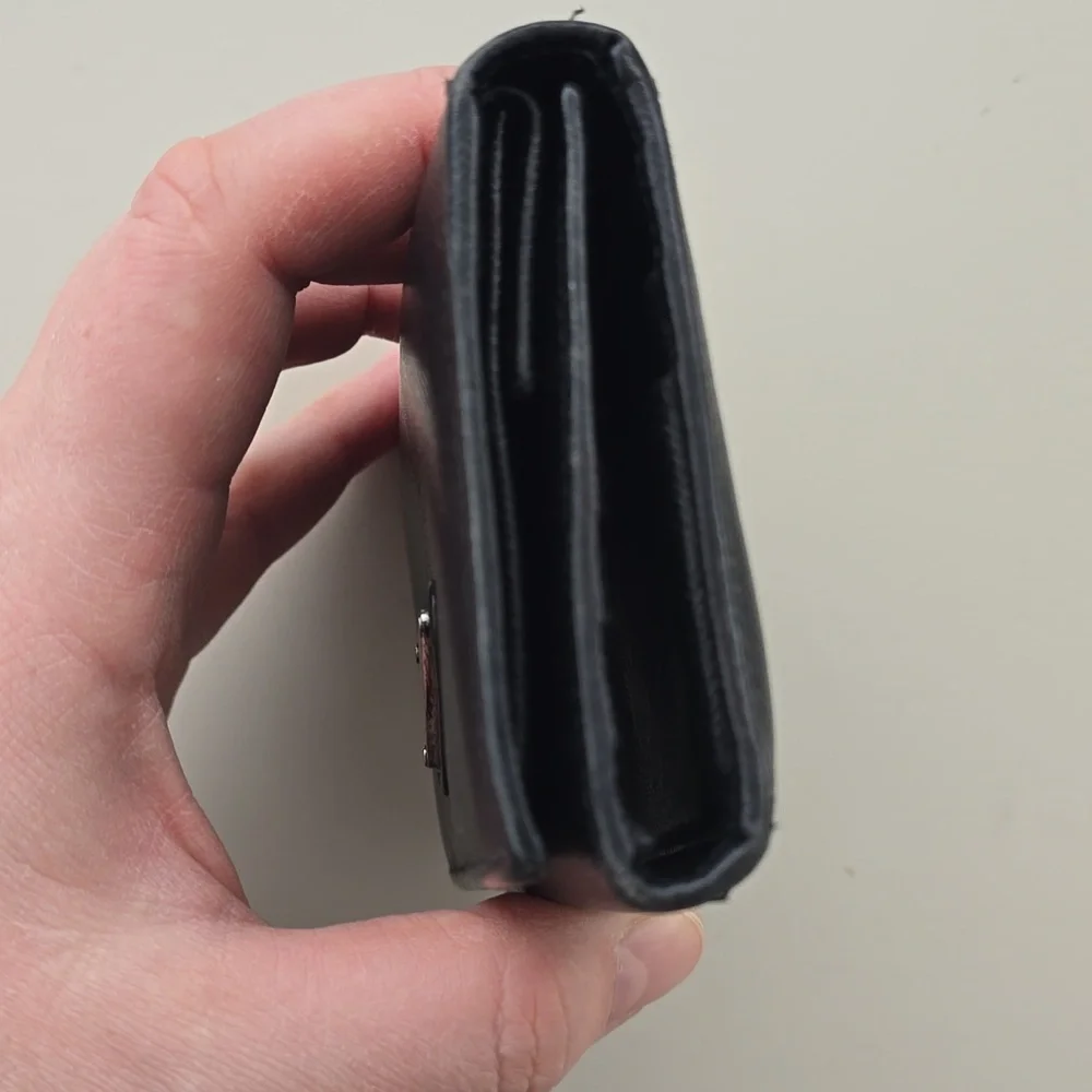 Prada Black Saffiano Leather Trifold Compact Wallet Men